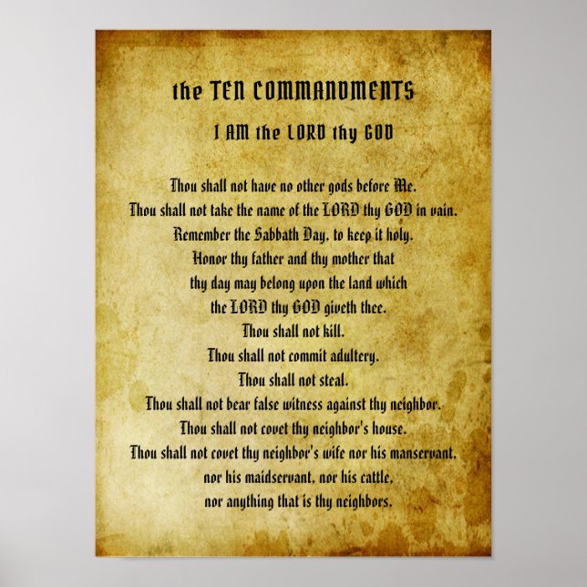 Póster The Ten Commandments Vintage Faux Parchment  (Frente)
