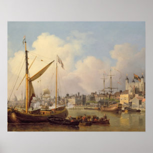 Póster The Thames and the Tower of London supposedly on t