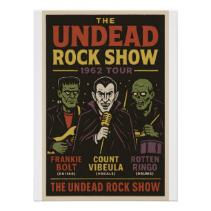 Póster The Undead Rock Show Retro Monster Band