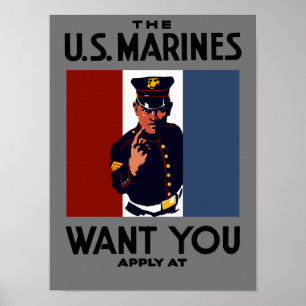 Póster The US Marines Want You -- WWI