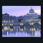 Póster The Vatican | Rome, Italy<br><div class="desc">COPYRIGHT Walter Bibikow / superstock.com | EU16 WBI0772.jpg | Europe,  Italy,  Rome,  The Vatican. St. Peter's & Ponte Sant Angelo. Evening.</div>
