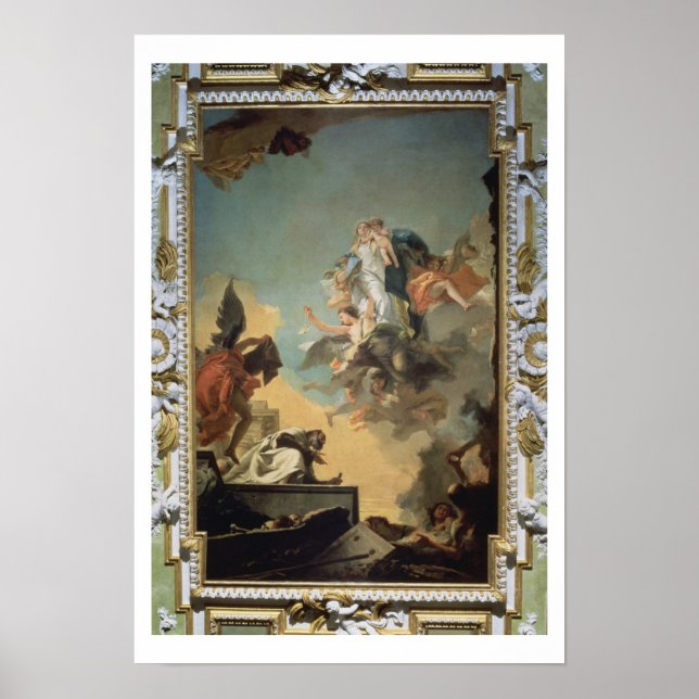 Póster The Virgin of Carmel Giving the Scapula to the Ble (Frente)