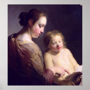 Póster The Virgin Teaching the Infant Christ to Read