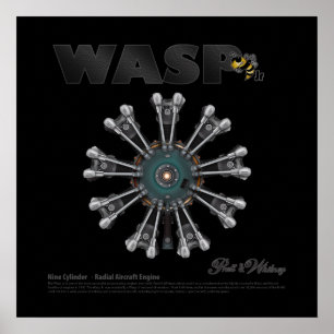 Póster The "Wasp Jr." Radial Engine Art Poster