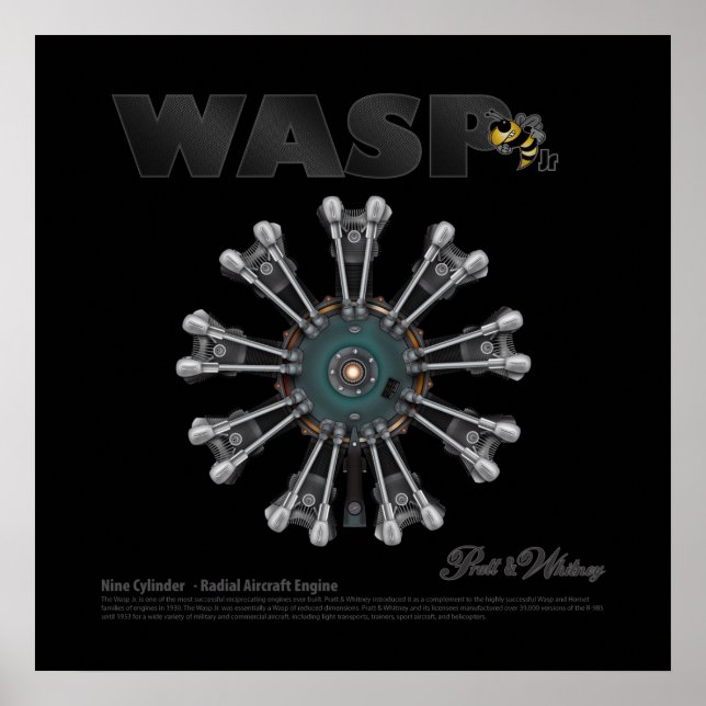 Póster The "Wasp Jr." Radial Engine Art Poster (Frente)