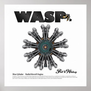 Póster The "Wasp Jr." Radial Engine Art Poster