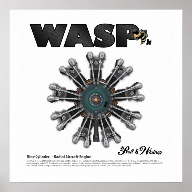 Póster The "Wasp Jr." Radial Engine Art Poster (Frente)