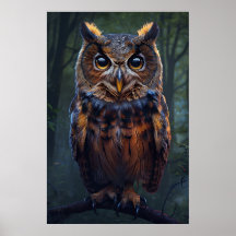 The Watcher in the Woods - Owl Portrait Wall Art