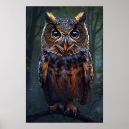 Póster The Watcher in the Woods - Owl Portrait Wall Art