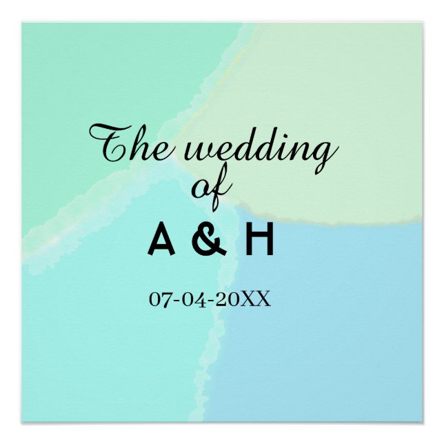 Póster The wedding of add couple name initial letter date (Anverso)