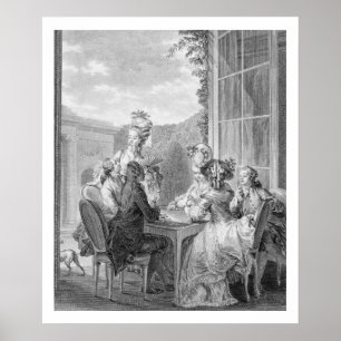 Póster The Whist Party, 1783, engraved by Jean Dambrun (1