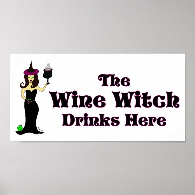 Póster "The Wine Witch Bebe Here", Poster de un bar de Ha (Frente)