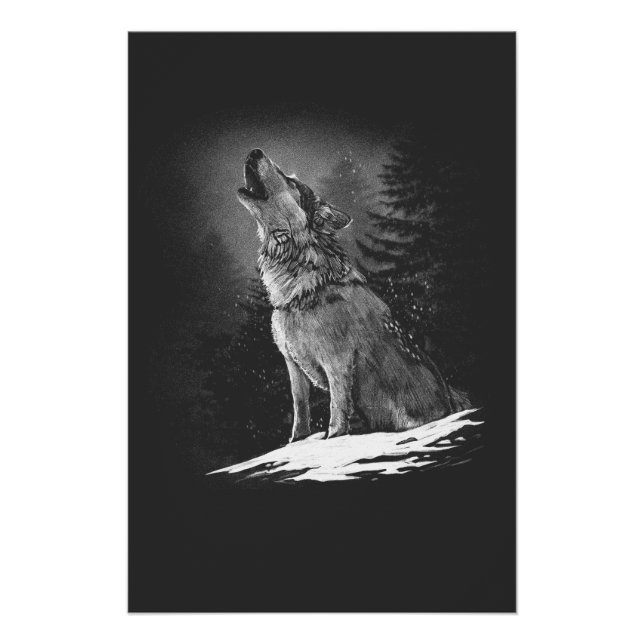 Póster The wolf's breast in nature at night (Anverso)