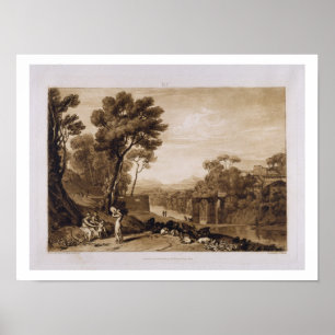 Póster The Woman and Tambourine, engraved by Charles Turn