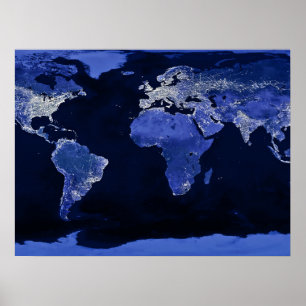 Póster The World at Night - Map, Space