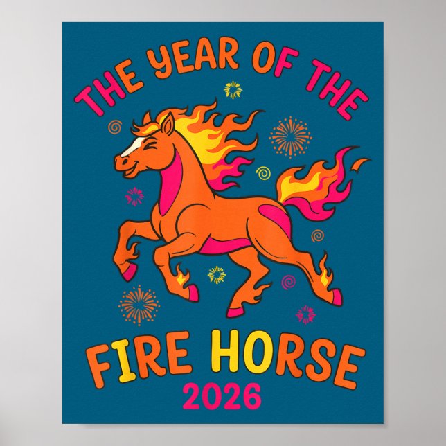 Póster The Year Of The Fire Horse 2026 Celebration Design (Frente)
