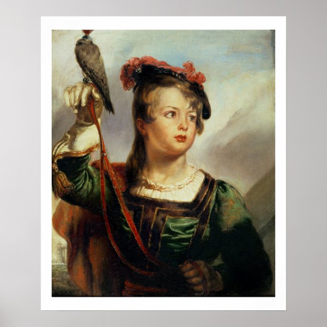 Póster The Young Falconer, 1835 (oil on panel) (Frente)