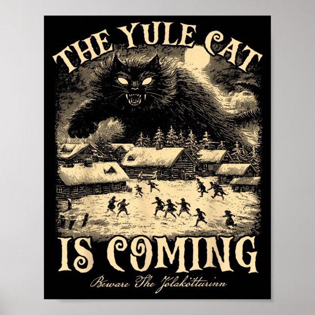 Póster The Yule Cat Is Coming Gothic Christmas Winter Sol (Frente)
