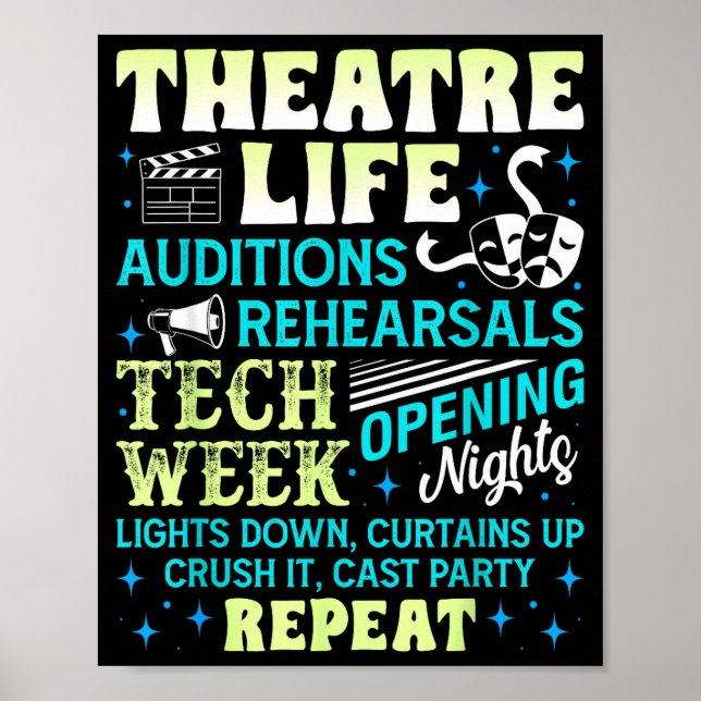 Póster Theatre Nerd Actor Funny Musical Theater Geek Thes (Frente)