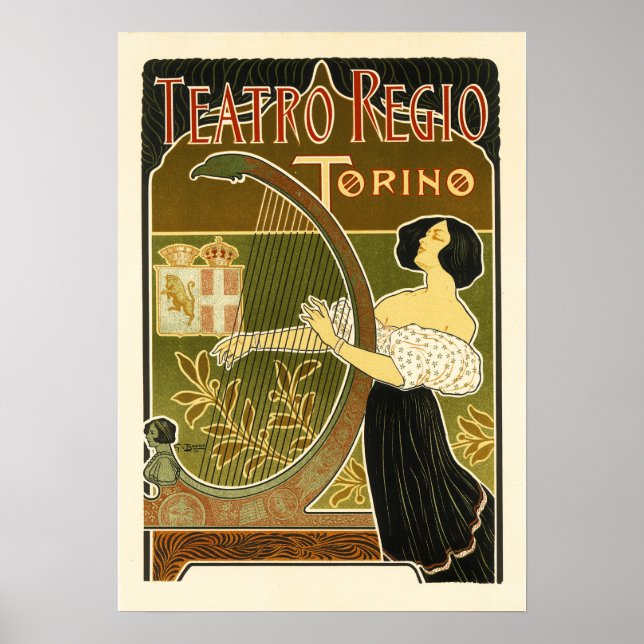 Póster THEATRO REGIO Torino Italia Ópera Casa de Música (Frente)