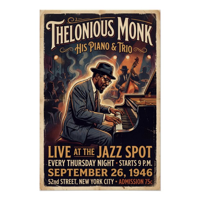 Póster Thelonious Monk – Live  (Anverso)