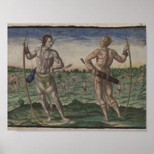 Póster Theodor de Bry, 1528-1598, Native American in Body