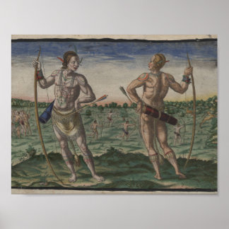 Póster Theodor de Bry, 1528-1598, Native American in Body