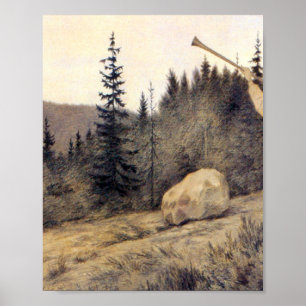 Póster Theodor Kittelsen - Op Under Fjeldet Toner En Lur