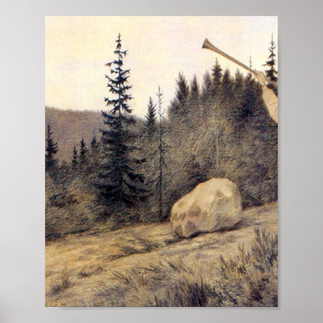 Póster Theodor Kittelsen - Op Under Fjeldet Toner En Lur (Frente)