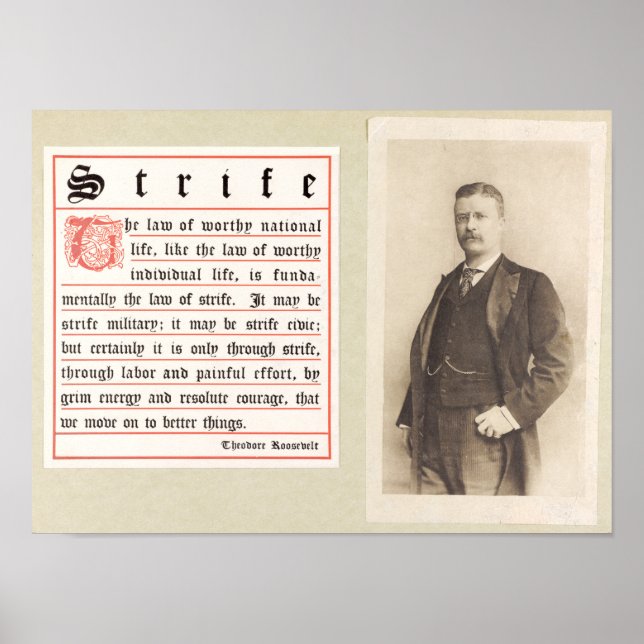 Póster Theodore Roosevelt Poster motivacional (Frente)