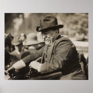 Póster Theodore Roosevelt Sonriendo en auto