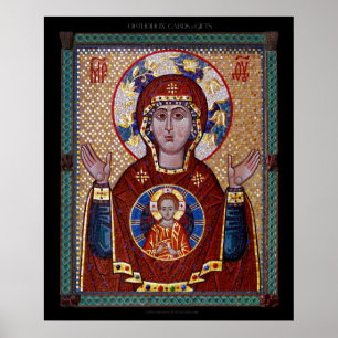 Póster Theotokos "icono del mosaico del Rótulo"