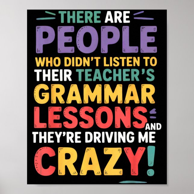 Póster There Their Theyre English Grammar Teacher Funny H (Frente)