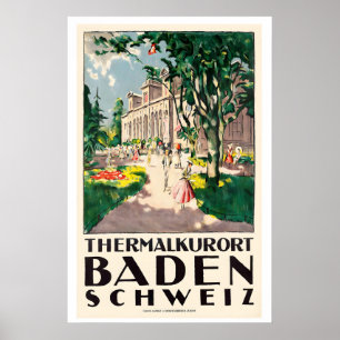 Póster Thermal Spa Baden Suiza Viajes Antiguos