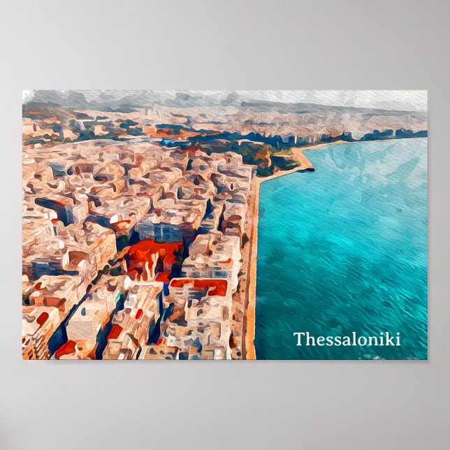 Póster Thessaloniki Grecia Vista panorámica (Frente)