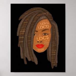 Póster Thick Locs Black Woman Dreadlock Art