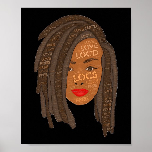 Póster Thick Locs Black Woman Dreadlock Art (Frente)
