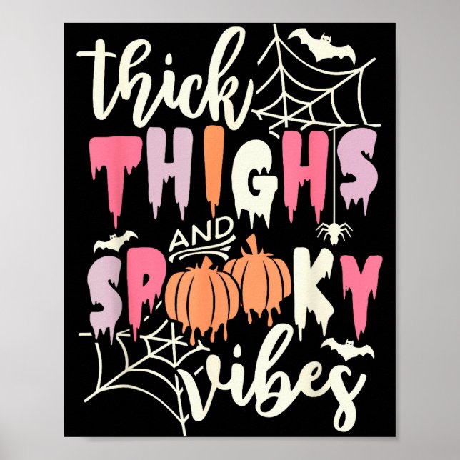 Póster Thick Thighs And Soky Vibes Retro Groovy Halloween (Frente)