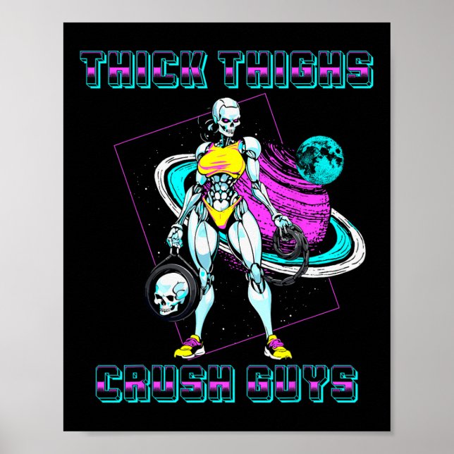 Póster Thick Thighs Crush Chicos Hombres Construcción de  (Frente)