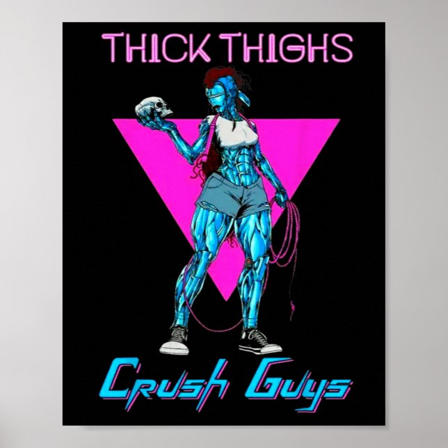 Póster Thiick Thighs Crush Hombres Halterofilia Bodybuild (Frente)