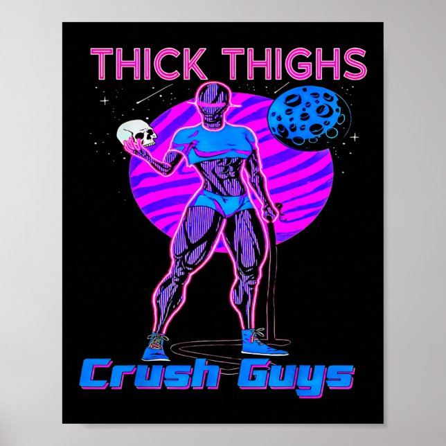 Póster Thiick Thighs Crush Hombres Halterofilia Bodybuild (Frente)