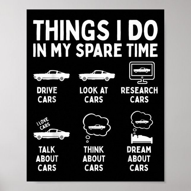Póster Things I Do In My Spare Time Car Enthusiast Funny  (Frente)