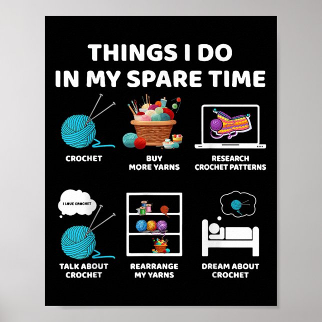 Póster Things I Do In My Spare Time Crochet Knitting Funn (Frente)