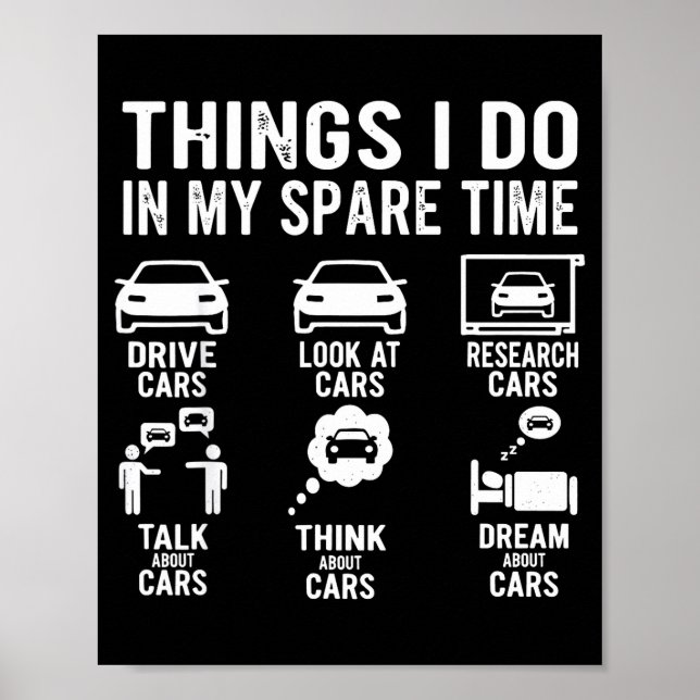 Póster Things I Do In My Spare Time Funny Car Enthusiast  (Frente)