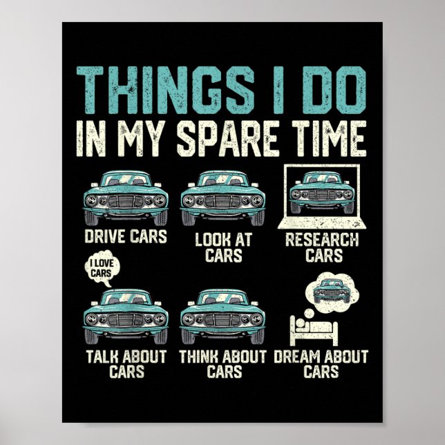Póster Things I Do In My Spare Time - Funny Car Lover  (Frente)