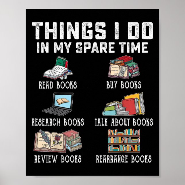 Póster Things I Do In My Spare Time Read Books Buy Books  (Frente)