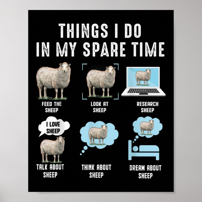 Póster Things I Do In My Spare Time Sheeps Funny Sheep  (Frente)