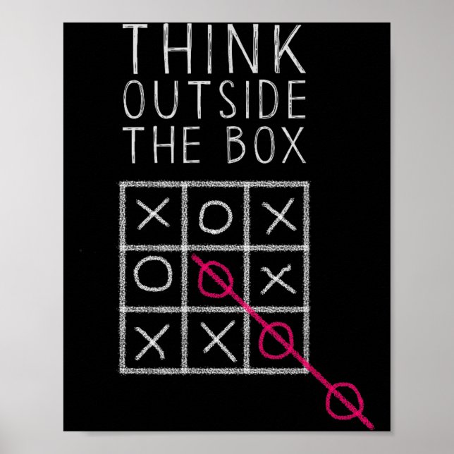Póster Think Outside The Box _ Tic Tac Toe _ Funny Sy Ner (Frente)