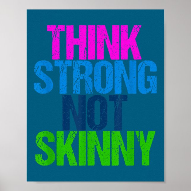 Póster Think Strong Not Skinny Motivational Fitness  (Frente)