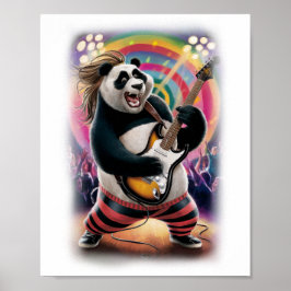 Póster This Funny Panda is having Fun playing Rock on a